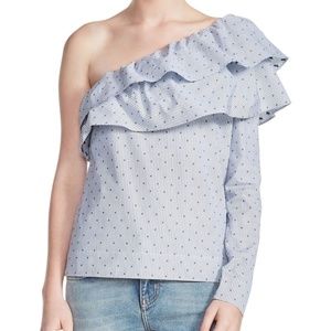 Maje Elinableu One Shoulder Cotton Top